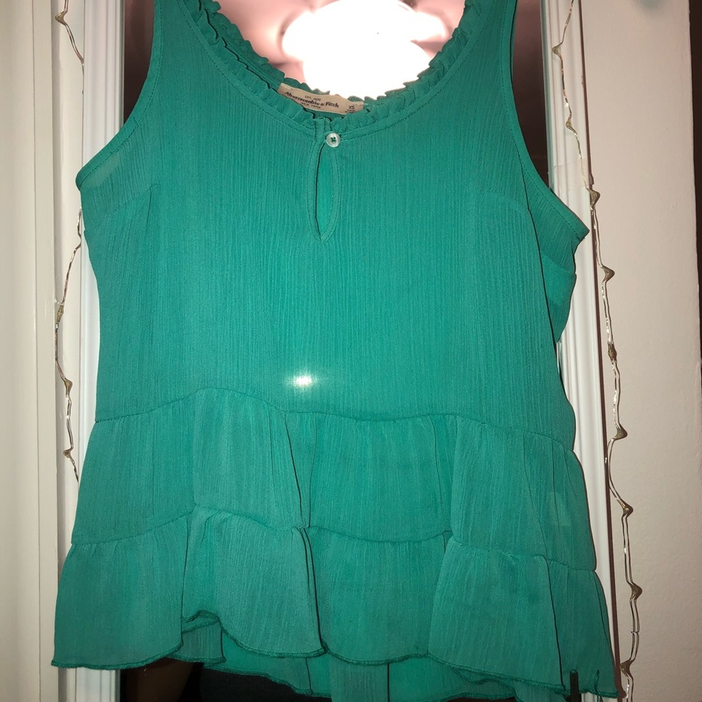 Emerald sheer ruffle tank